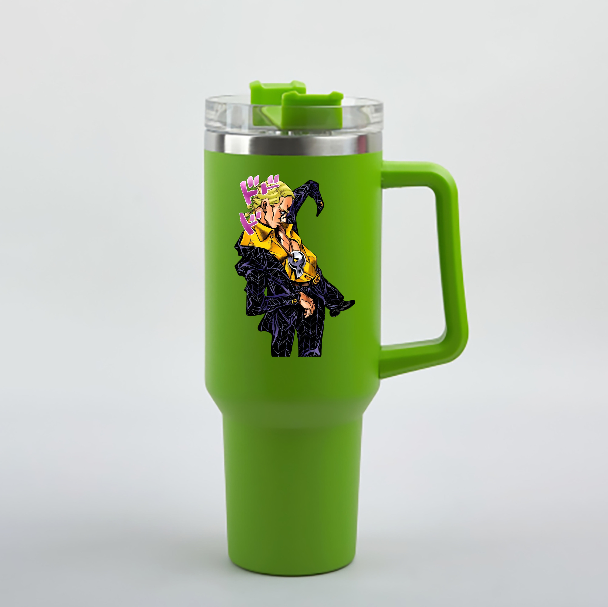 （画像用） ジョジョの奇妙な冒険 プロシュート JoJo's Bizarre Adventure Prosciutto 1200mL車用タンブラー - クリスタルステッカー（プラスチックストロー付き）